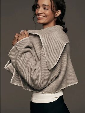 MAEVE white trim stitched cardigan.